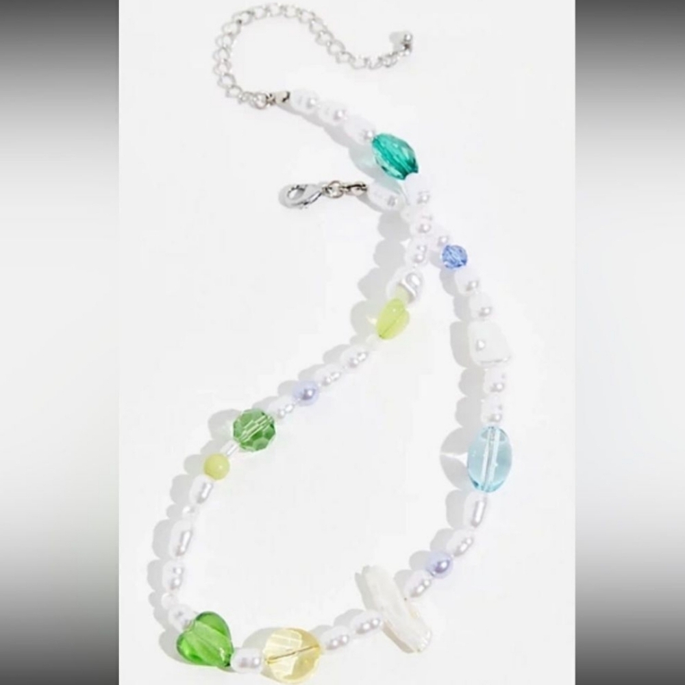 🌟HP🌟Free People DISCONTINUED Green Pearl Baroque Choker Necklace NWOT
